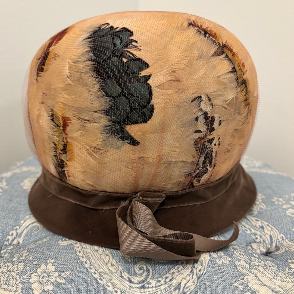 1960s Vintage Velvet Feather Hat.